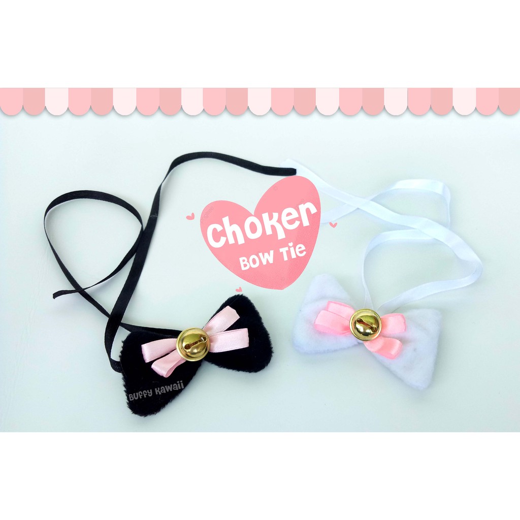 Choker pita lonceng neko cosplay bell lolita bow tie kawaii lolita harajuku fashion necklace