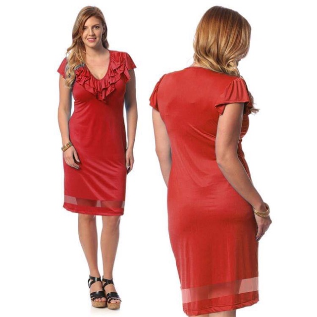 (Cuci Gudang) Big Size Import Ruffle Dress