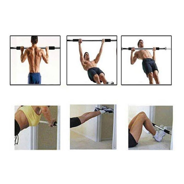 Tiang Pull Up Bar Latihan Pintu Solid Grip 62-100cm Alat Fitness Gym