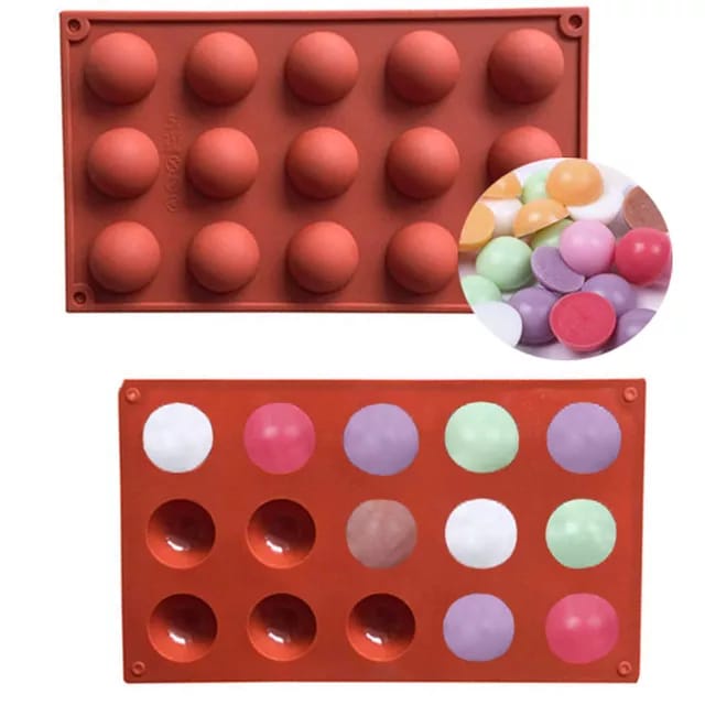 Cetakan Coklat Silicone 15 Grid Dome Setengah Lingkaran 15 Grid Baking Molds Silicone Cetakan Dome Coklat Jelly Pudding Es Batu Silicone 15 Grid TERMURAH TERLARIS