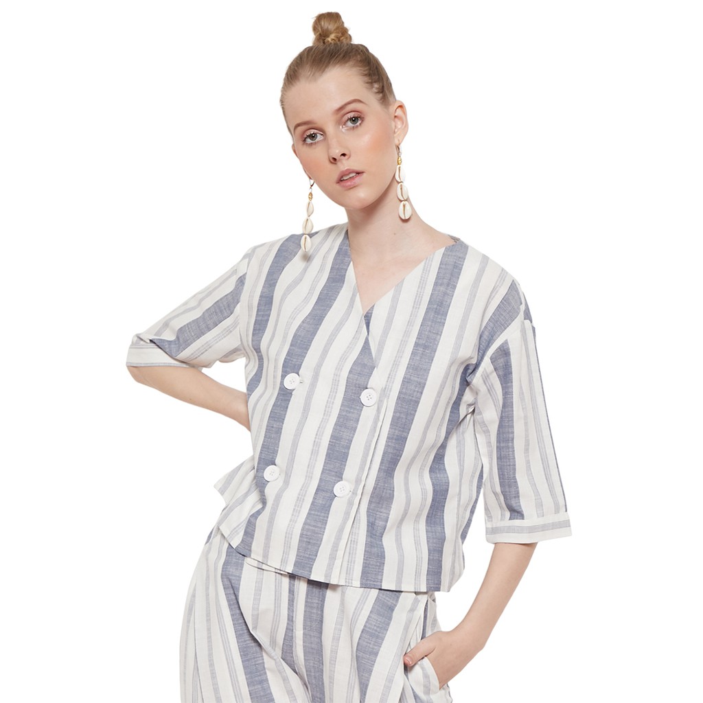 Noaeveryday Blouse Formal Blouse Katun Blouse Garis Noaeveryday Blouse Formal Blouse Katun Blouse Garis