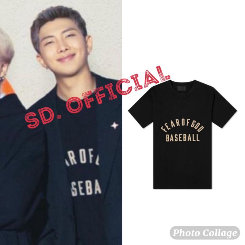 Kaos BTS RM Fear Of God Baseball Sablon Cream