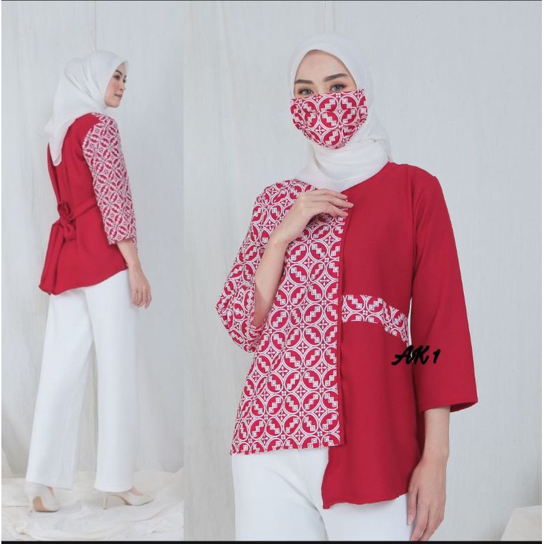 tey-17 Batik Wanita ASJ SA HRB026 Kenogo Kemeja Tosca Pendek-Model 10