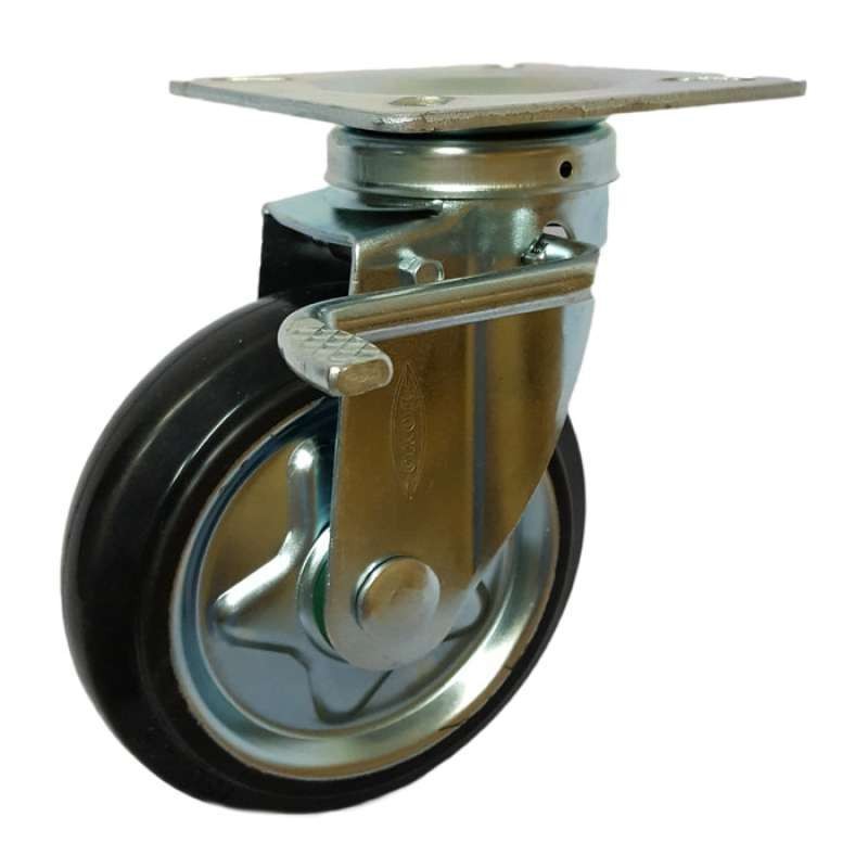 Roda Caster Troli / Troly Karet Elastis 6 Inch Rem ( Kunci Brake ) TOYO