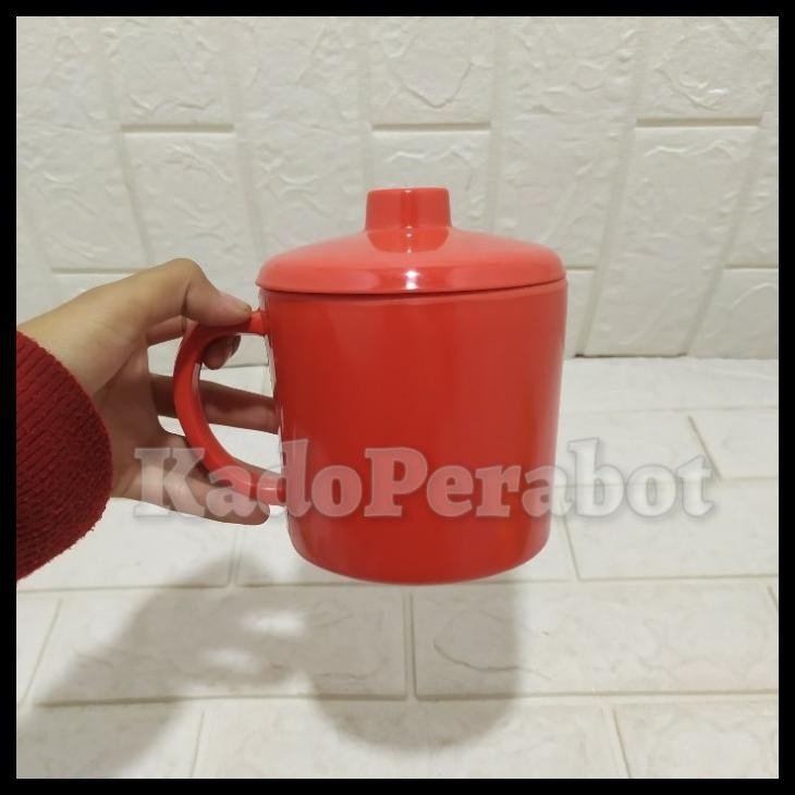 Mug Unica Tutup 710 - Mug Tutup Melamin - Mug Warna Sedang Kantor - Merah