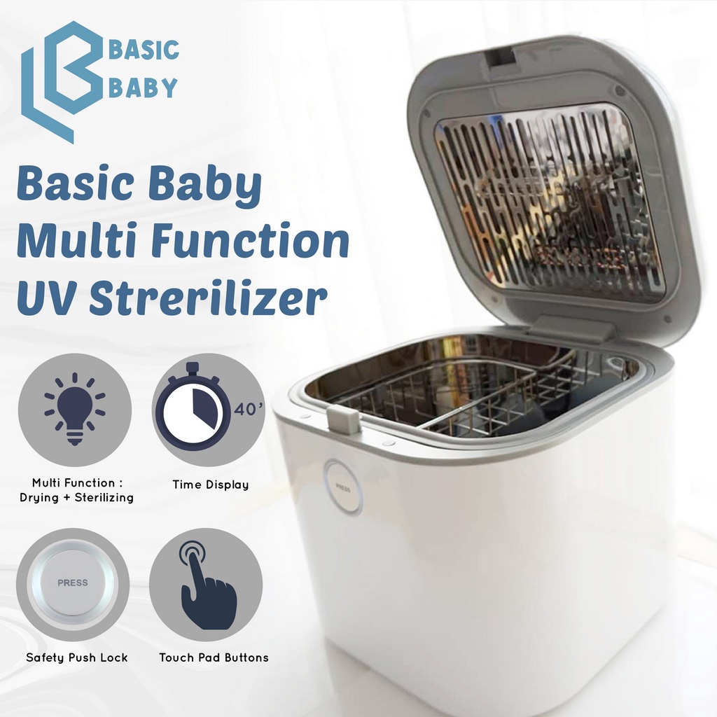 BASIC BABY BOX MULTI FUNCTIONAL UV STERILIZER - STERIL BOTOL UV BAYI (Mesin Steril UV untuk Botol Susu Perlengkapan Bayi dengan Dryer Sterilisasi)