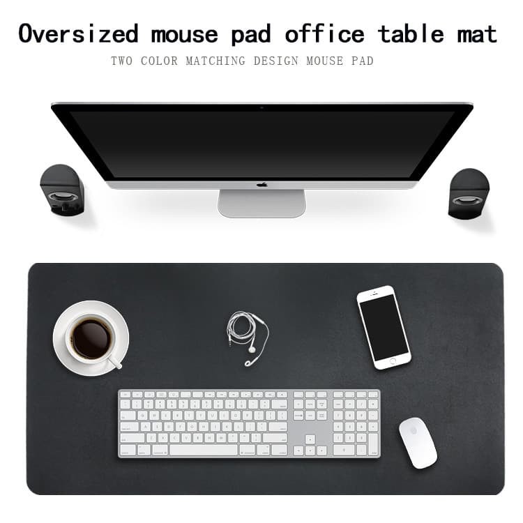 Grab Medan Taffware Office Mouse Pad XL Desk Mat Bahan Kulit 40 x 80cm - A47780 - Black/Red