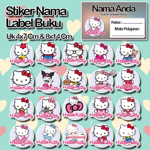 

Stiker hello kitty helo kity kiti animasi kucing lucu cute Karakter Lucu Custom Lebel Nama cromo murah 20 Varian berbeda Sticker Pelajaran Mapel buku anak sekolah No 13