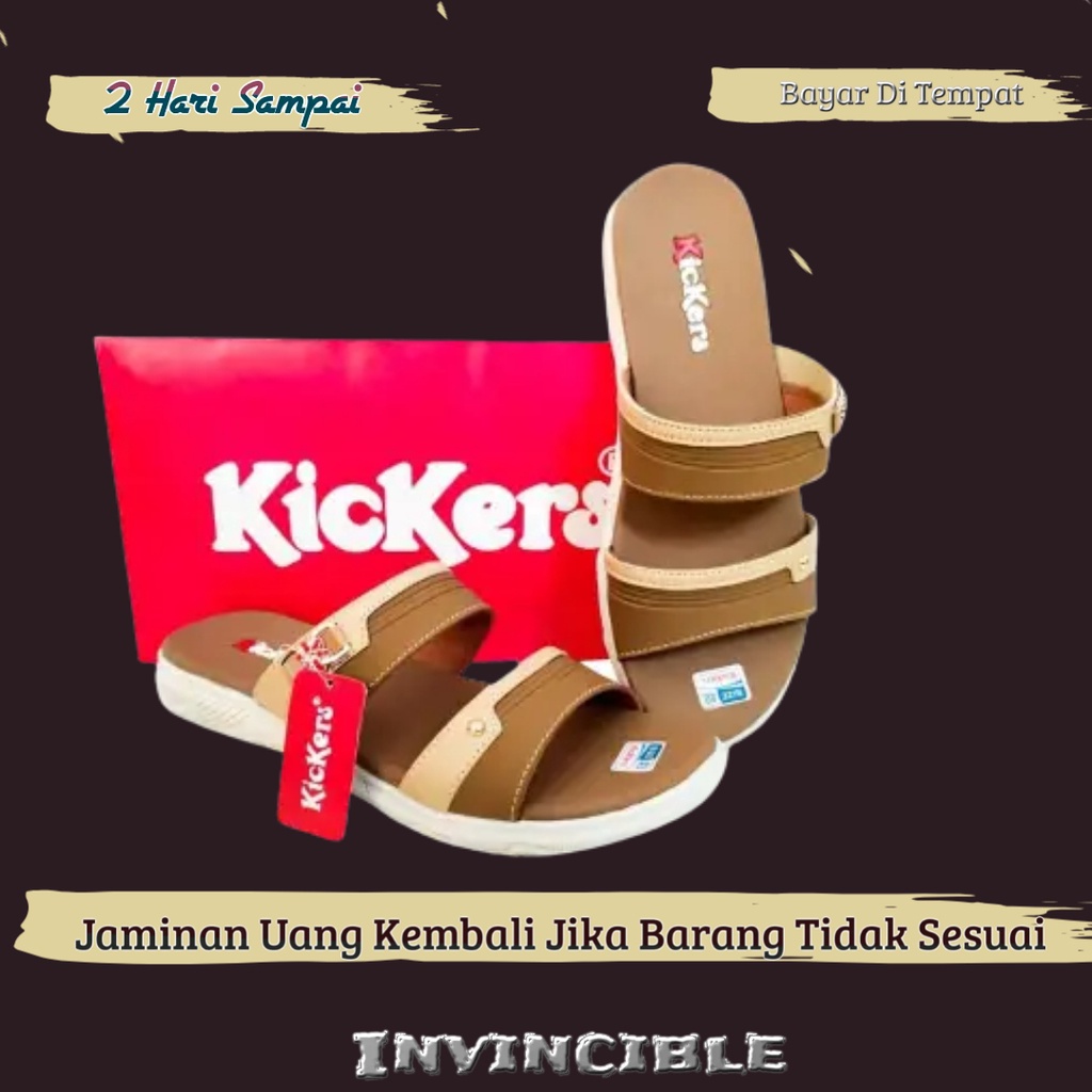 Invincible Sandal Slop Wanita Flat Teplek Terbaru Kkinian Sendal Selop Perempuan Slip Cewek Slide Ibu Pesta Kondangan-1