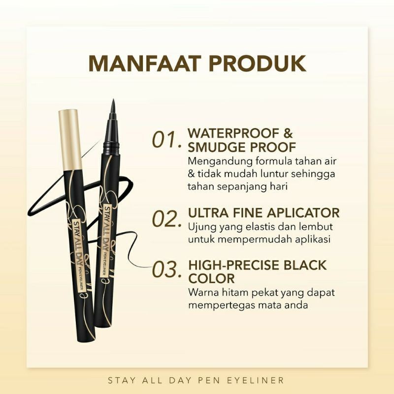 ✿ELYSABETHME✿ Y.O.U stay all day liquid eyeliner spidol anti luntur waterproof celak garis mata hitam tegas