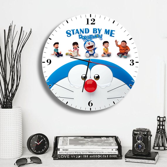 Jam Dinding Kayu Bulat Kartun Doraemon/ Tayo/ Thomas/ Boboiboy Free Baterai rajajamofficial