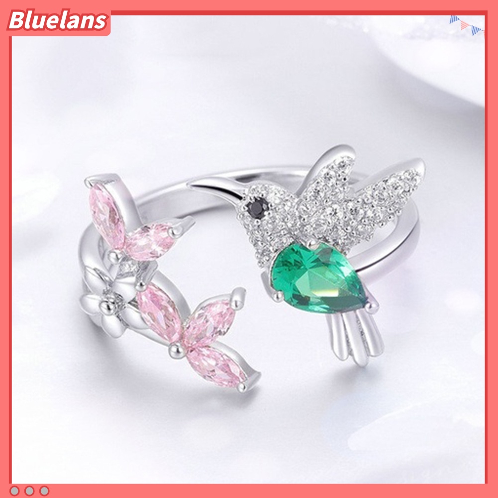 Bluelans Elegant Cubic Zirconia Flower Bird Open Ring Women Party Wedding Jewelry Gift