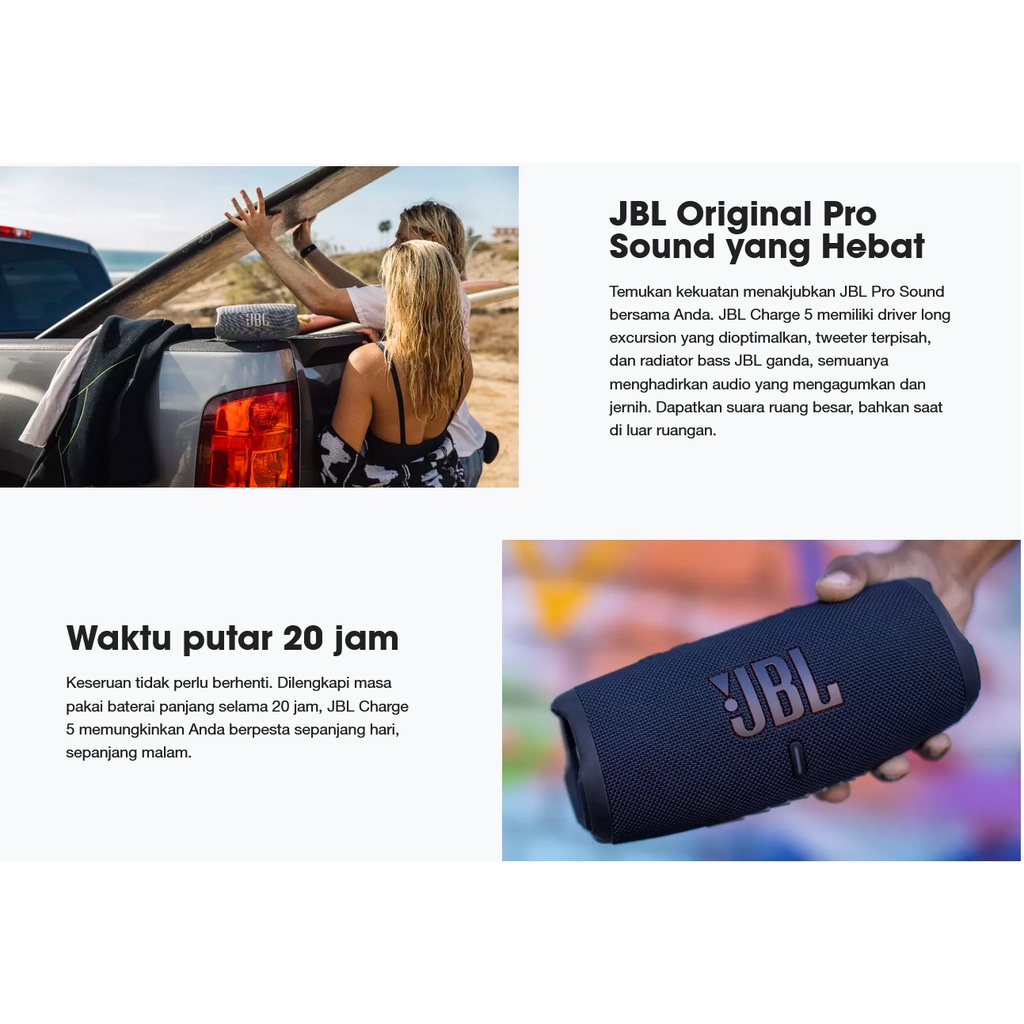 JBL Charge 5 Wireless Bluetooth Speaker Portable - Garansi Resmi