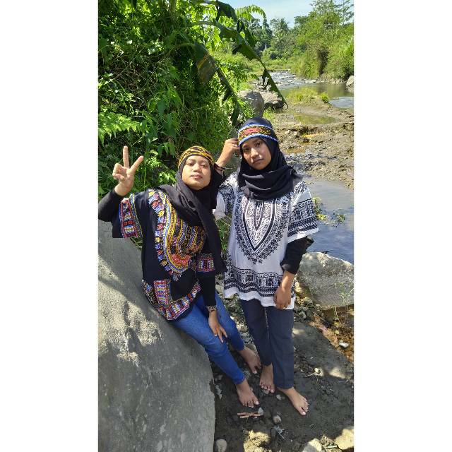 Dashiki hitam dan putih baju etnik boho lombok