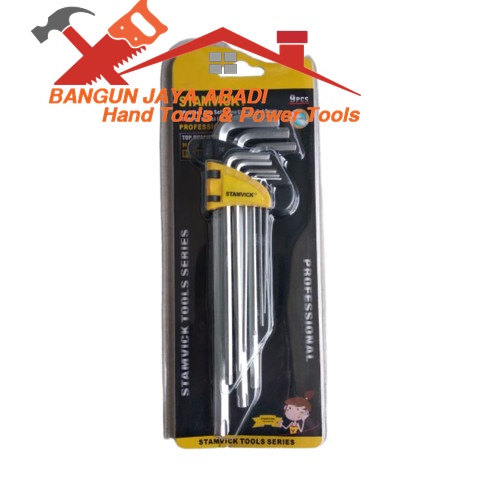 Kunci L Hex Key Long Set Panjang Ball Point STAMVICK 9 Pcs 1,5 - 10mm BJA