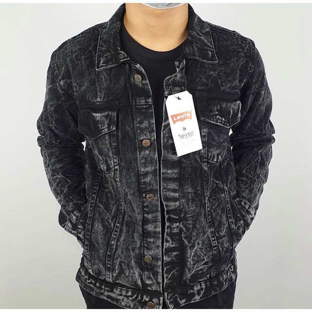 Jaket Jeans Sandwash Black Jaket Jeans Pria Sandwash Hitam Jaket Jeans Sandwash Cowok