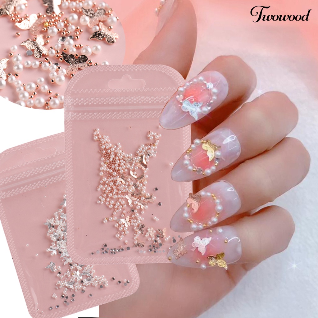 Twowood Ornamen Kupu-Kupu Bahan Metal Untuk Dekorasi Nail Art