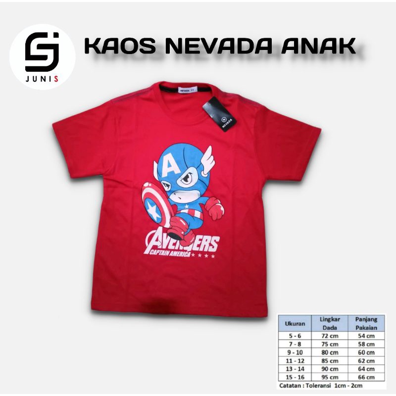 COD| Kaos Nevada Anak | Kaos Nevada anak superhero | Kaos Nevada Anak Avengers