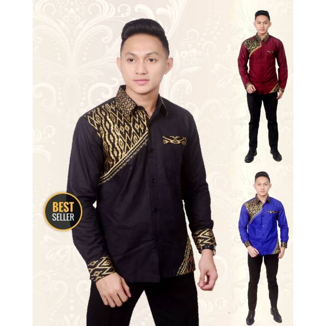 Seragam Koko / baju Lebaran / fashion pria / Kemeja Dewasa / bordir / Batik Lengan Panjang  gus azmi