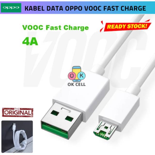 Kabel Data OPPO VOOC F1 F3 F5 F7 F9 F11 Cable Micro USB Support Fast Charger Charging Original 100%