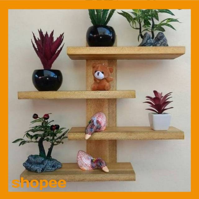 Rak Dinding Minimalis Pot Hiasan Tanaman Float Shalves