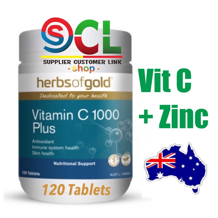 Herbs Of Gold Vitamin C Plus 120 Tablets 1000 Mg Low Acid