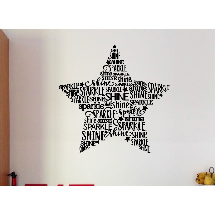 Wall Stiker Star Shine Sparkle Hiasan Dinding Cutting Sticker Rumah Decor Grafiti Office Cafe Kantor