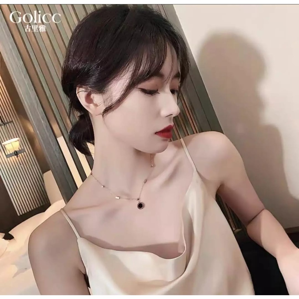 Kalung Titanium Premium Lapis Warna Emas 18K /Kalung wanita titanium anti karat Ala Korea Untuk Wanita Rantai Choker