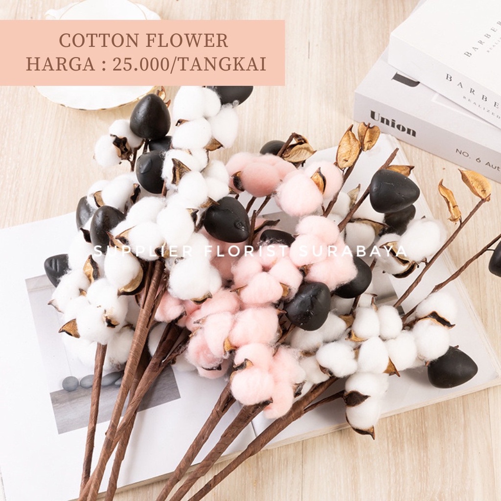 ARTIFICIAL FLOWER COTTON FLOWER BUNGA PALSU HIASAN BUNGA KAPAS MAINAN DEKORASI RUMAH