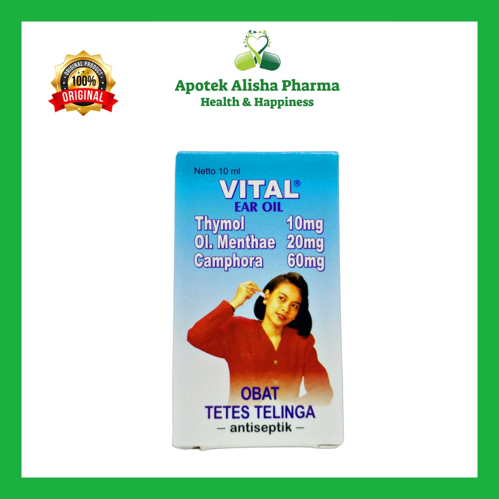 VITAL EAR OIL DROPS 10ml-Vital Obat Tetes Telinga/Vital Pembersih Telinga/Melunakan Kotoran Telinga/Mencegah Infeksi Telinga/Fital/Pital Tetes Telinga