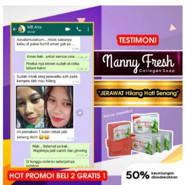 ✨COD✨NANNY FRES sabun nanny fres sabun kedas beauty sabun obat jerawat collagen pemutih kulit wajah