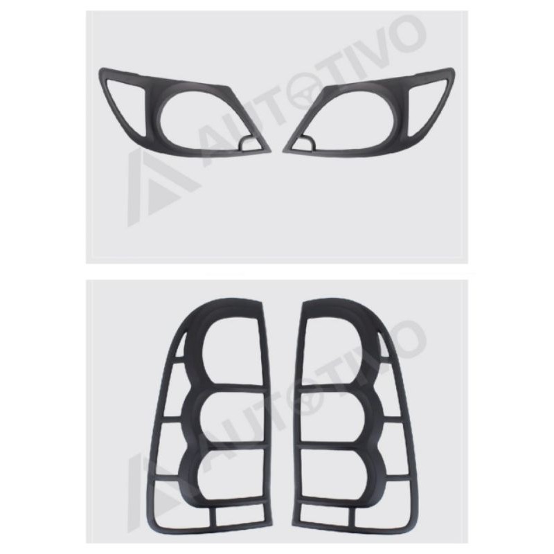 paket garnish lampu depan belakang hilux hitam chrome jsl