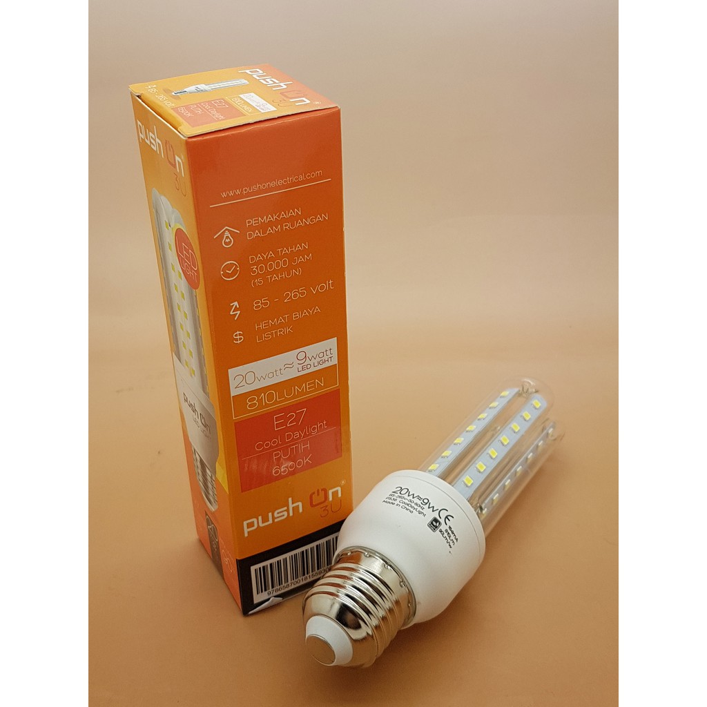 Lampu LED PushOn 3U 9 watt 48 led SMD 810 lumen Cahaya PUTIH