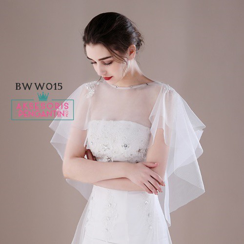 [PALING MURAH] AKSESORIS PENGANTIN BROKAT KOREA BOLERO PESTA LACE PUTIH BWW015