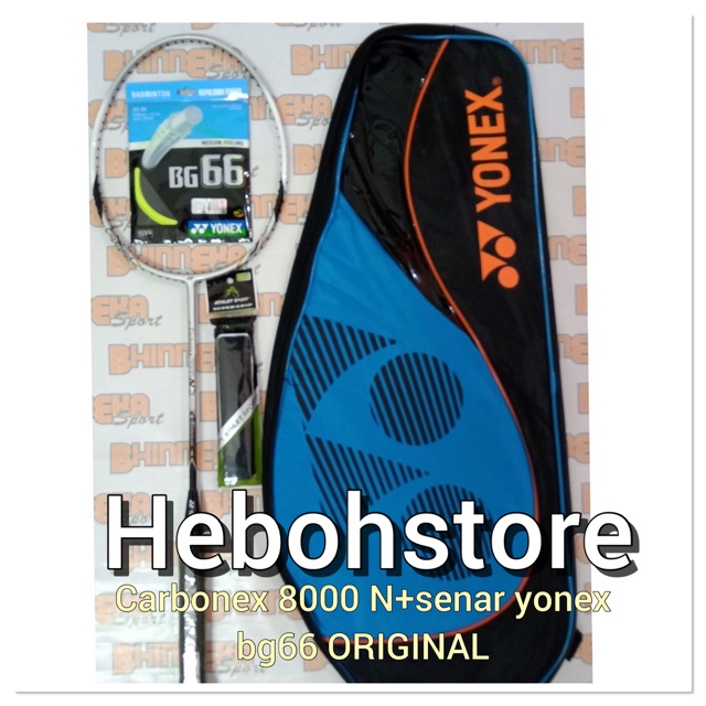 Promo FREE PASANG SENAR Raket YONEX carbonex 8000 N komplit tas+senar yonex bg66 ORIGINAL