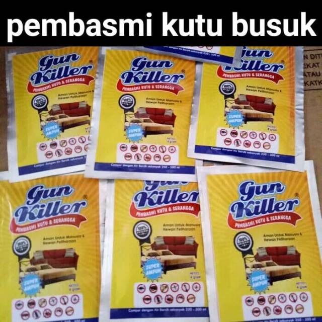 GUN KILLER SACHET PEMBASMI KUTU KASUR,KURSI,SOFA,KUTU BUSUK,TUNGAU KECOA,SEMUT,TUMBILA,RAYAP