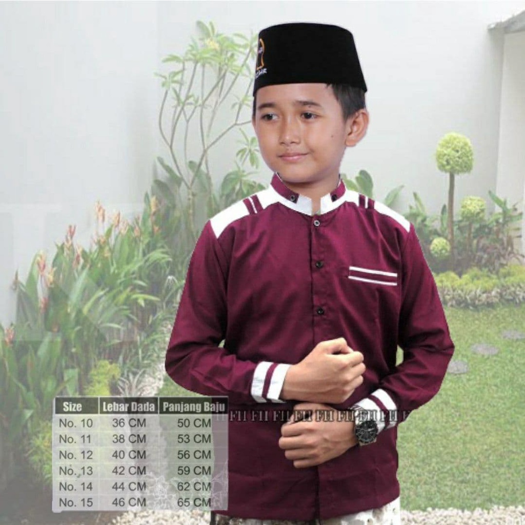 ELRUMI koko anak kekinian motif terbaru adidas kombinasi warna putih navi merah 8-15 thn fashion muslim anak laki laki-3