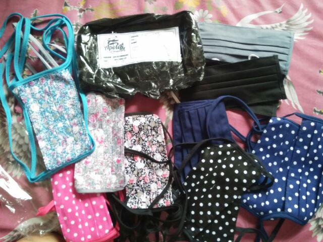 Masker Kain Polkadot Magenta Free Plastik