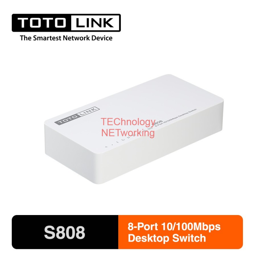 TOTOLINK S808 8-Port 10/100Mbps Desktop Switch Hub - Internet