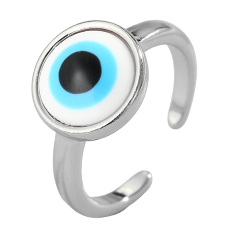 Cincin Adjustable Desain Evil Eye Warna Biru Gaya Turki Untuk Wanita