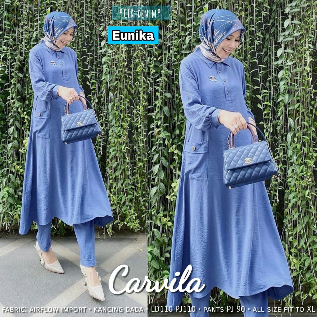 CARVIL ONE SET BY EUNIKA - CARVILA SET EUNIKA- REGINA ONESET BY EUNIKA - SET LONG TUNIK DAN CELANA WANITA - SET PAKAIAN MUSLIM WANITA-4
