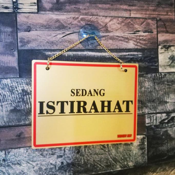 

✨BISA COD✨ Sign board | Sedang Istirahat-Sedang Sholat dari bahan plastik khusus - Gold