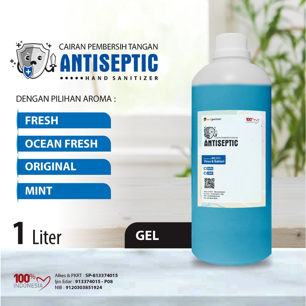 Hand Sanitizer Gel  AntiSeptic Varian Aroma Segar 1 Liter / Varian Aroma Buah 1 Liter Random Jerigen/Botol