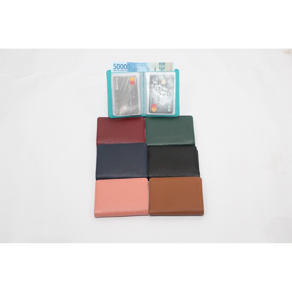 DKP15T - DOMPET KARTU POLOS 14 SLOT + 1 SLOT UANG KERTAS BAHAN TAIGA / DOMPET KARTU