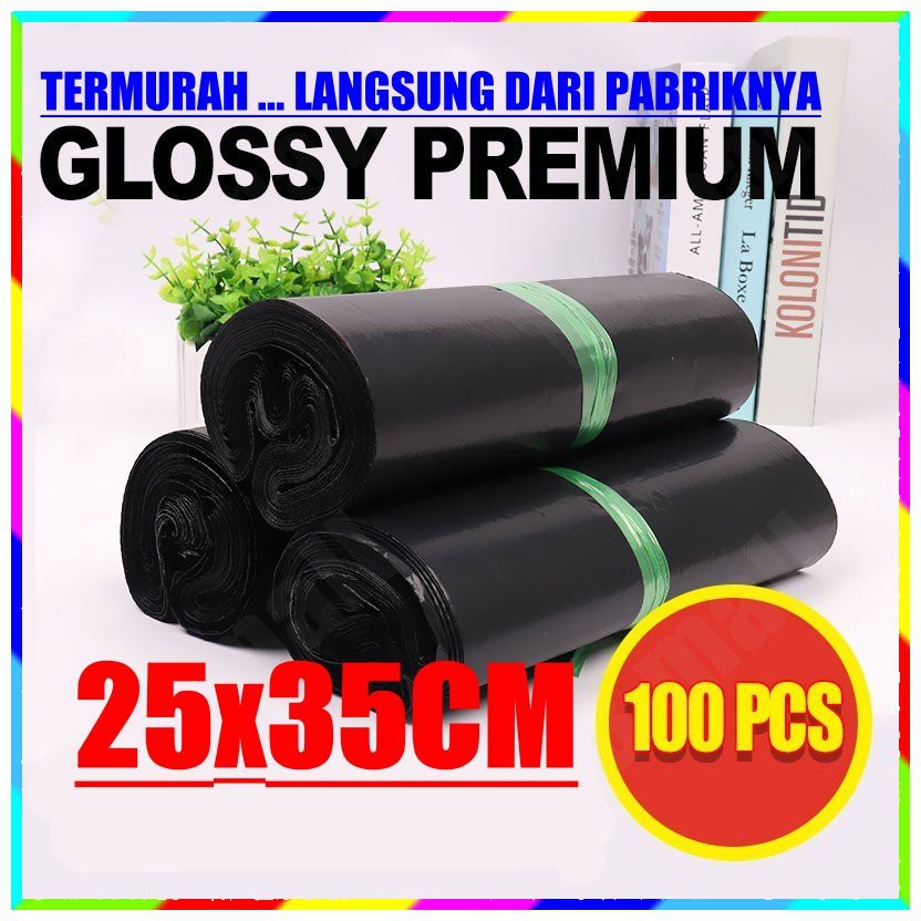 25x35 CM PLASTIK PACKING POLYMAILER PE BUNGKUS BARANG OLSHOP ONLINE SHOP KANTONG PLASTIK HITAM