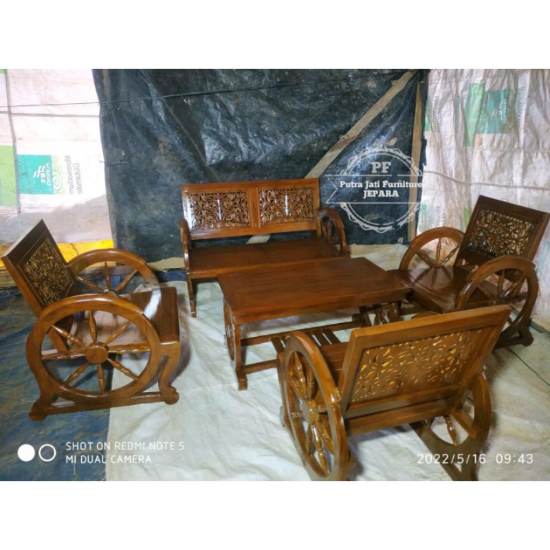Kursi Tamu Meja Ruangan Rumah Kayu Jati Jepara