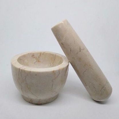 Lumpang Alu Batu Marmer Lesung Mini Marble Stone Mortar Pestle Tumbukan Ulekan