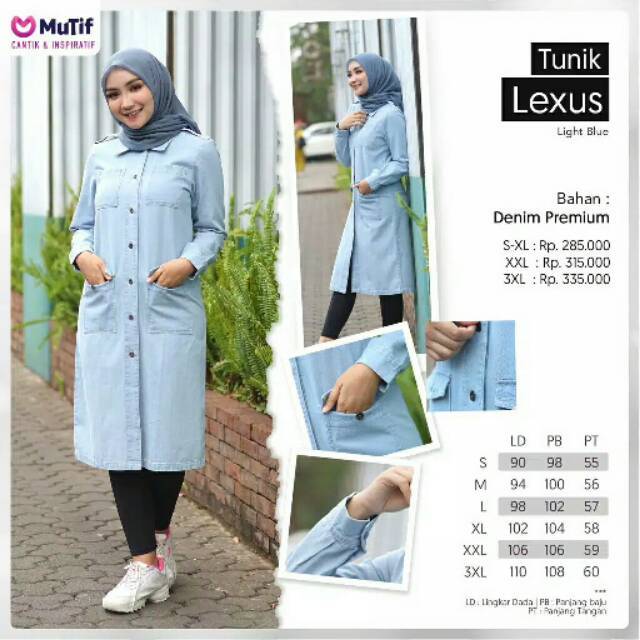 Tunik Denim Original MUTIF LEXUS Free Masker Mutif