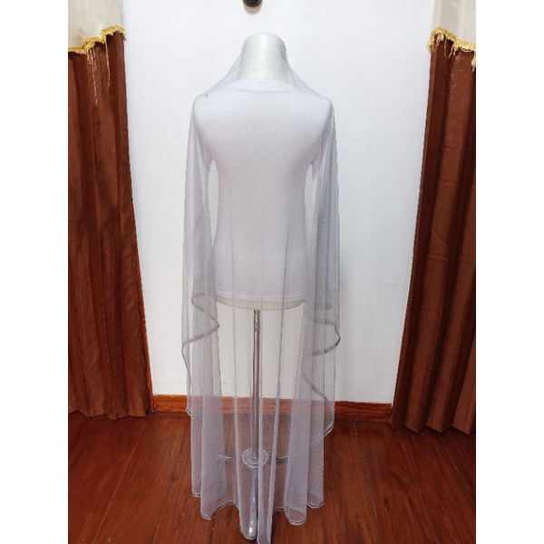 Slayer veil pengantin/kerudung pengantin/hijab pengantin elegan/Veil pengantin/jilbab pengantin abu