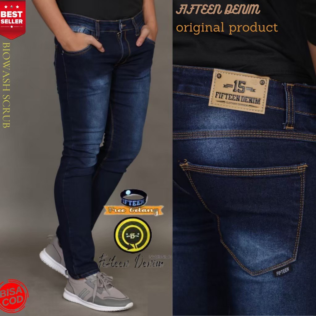 Celana slimfit original/fifteen DENIM/celana strecht pria/celana pria/celana jeans cowok TERLARIS /celana jeans NEW panjang skinny slimfit cowo/size;27 - 34